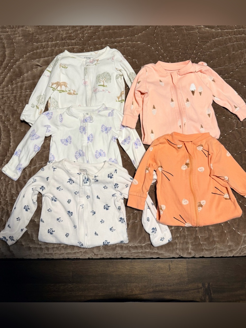 Baby Girl Footed Pajamas Carter’s and Pekkle Clothing Bundle